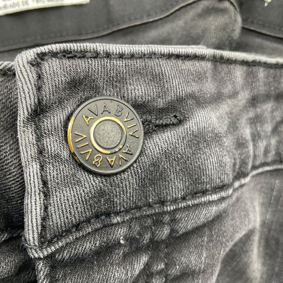 Ava & Viv Women's Mid Rise Skinny Jeans Crop Fringe Hem Size 20 Black - Picture 9 of 12